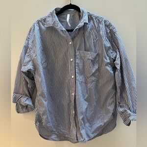 Aritzia The Group Babaton Everyday Blue and White Striped Button Down Shirt